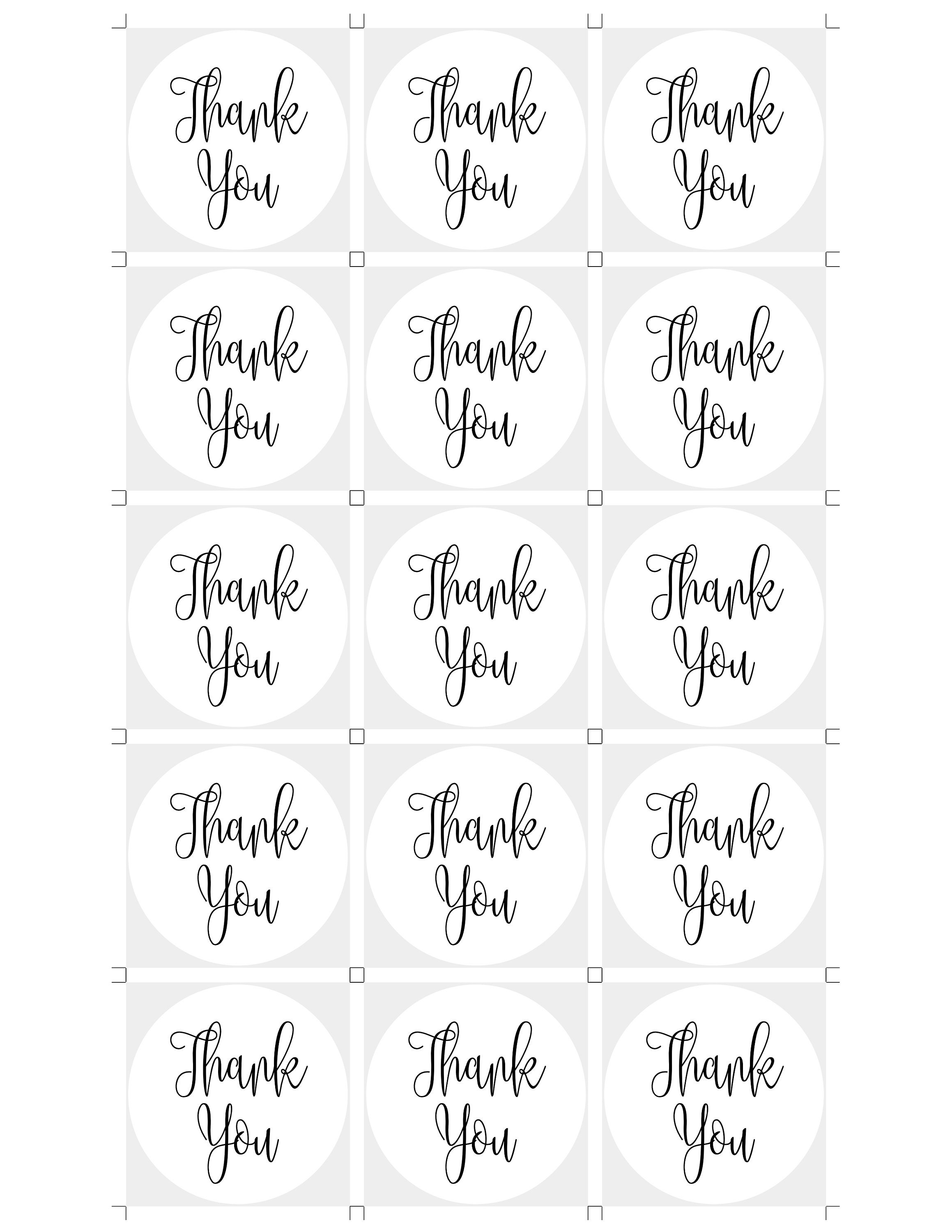 Thank You Sticker Label Template Bridal Shower Favor Ideas | Etsy