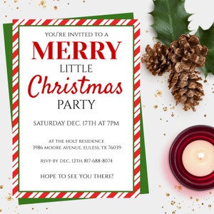 Christmas Party Invitation Template, Instant Download, Holiday Party Invite, Printable Christmas Invitation,  Editable Christmas Invitation