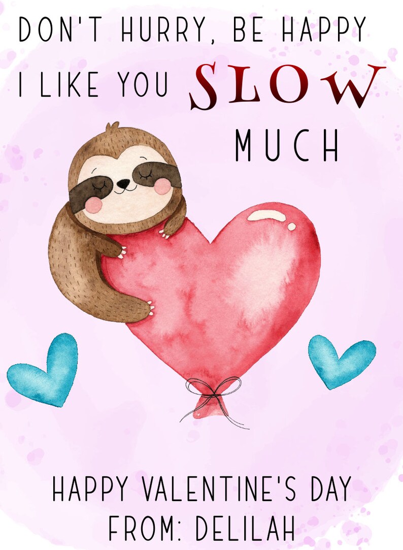 Sloth Valentine Card Template, Hedgehog Valentines Cards for Kids ...