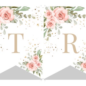 Traveling From Miss to Mrs Banner Template, Bunting Flag Banner for Bridal Shower, Traveling Shower Decor, Pink Floral Party Supply, TBSP immagine 6