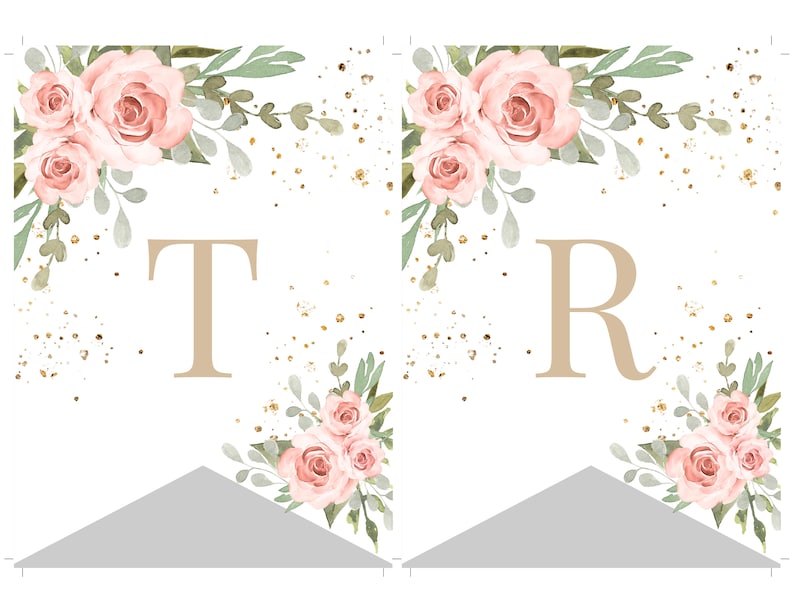 Traveling From Miss to Mrs Banner Template, Bunting Flag Banner for Bridal Shower, Traveling Shower Decor, Pink Floral Party Supply, TBSP immagine 6