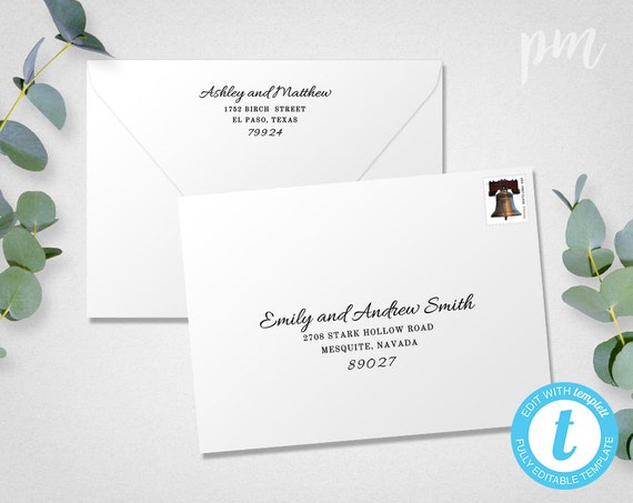 a7 a1 printable wedding envelope template printable address etsy