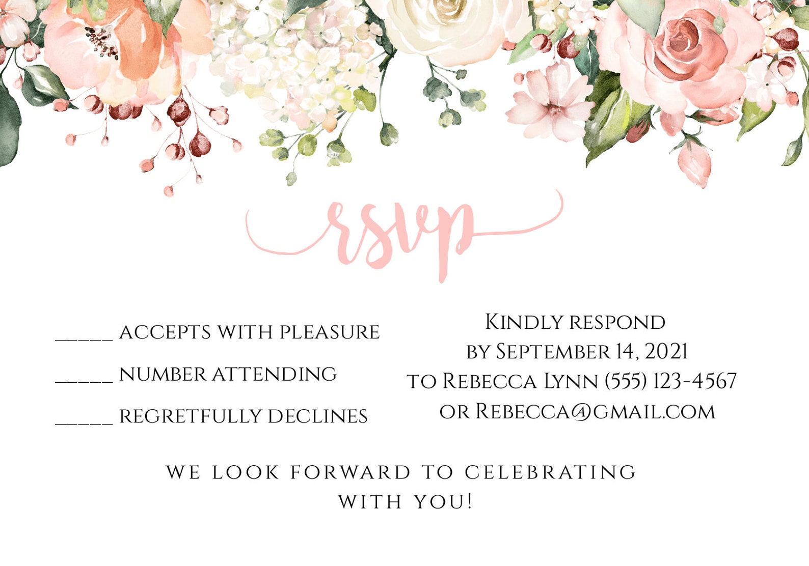 Pink Floral RSVP Template Baby Shower Response Card | Etsy