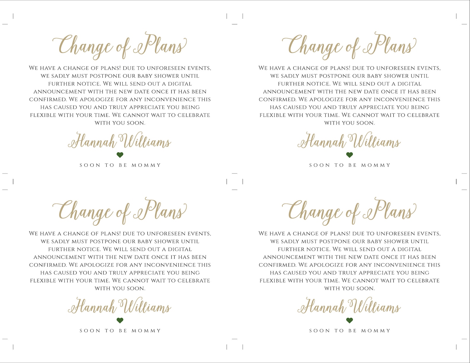 Greenery Baby Shower Cancellation Announcement Postponed Baby Etsy