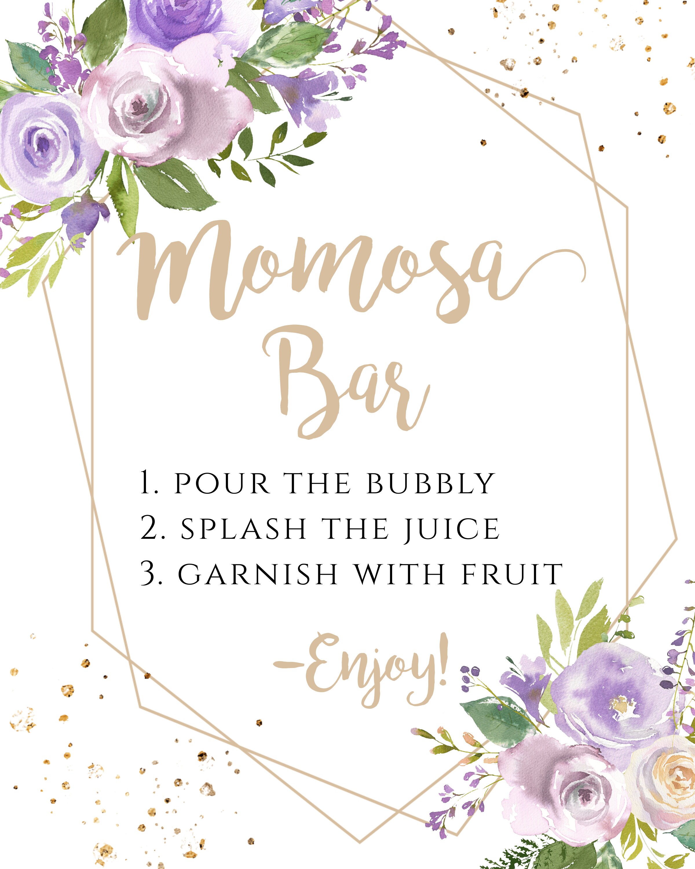 Purple Momosa Bar Sign Template for Baby Shower or - Etsy