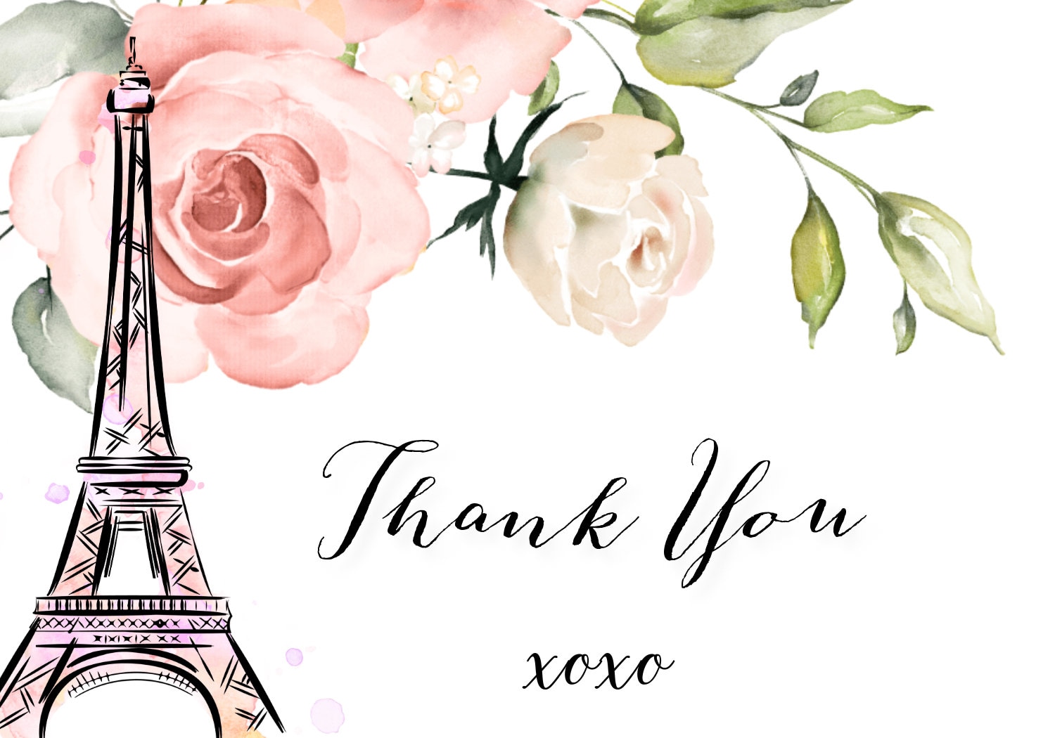 Paris Thank You Note Template for Baby Shower Printable | Etsy