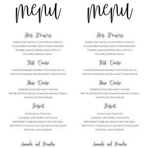 Menu Template for Wedding, Script Dinner Menu Printable, Instant Download, Editable Menu Sign Template, Printed Menu, DIY Menu, WBWC image 4