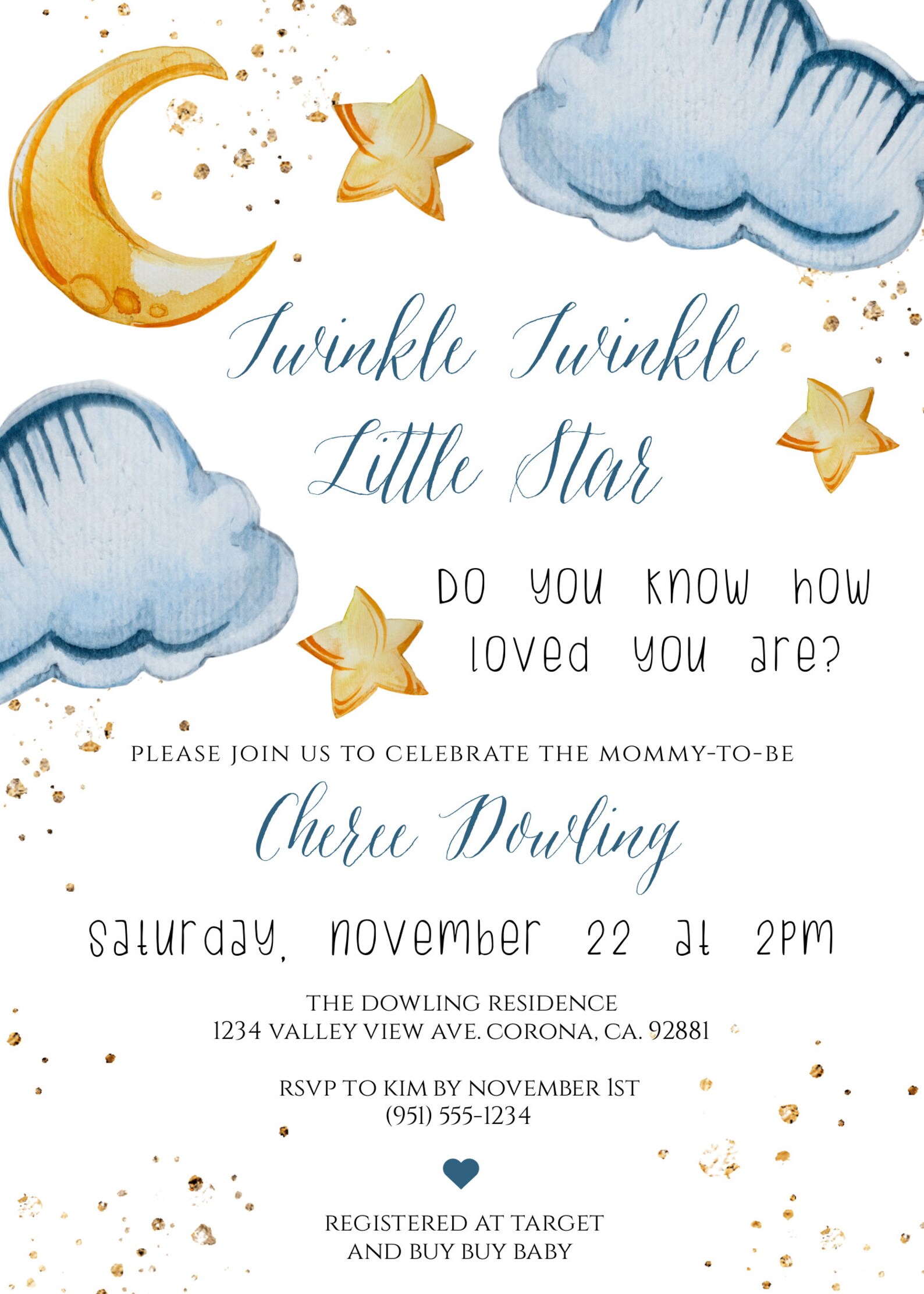 Twinkle Twinkle Little Star Invitation Template for Baby Boy - Etsy