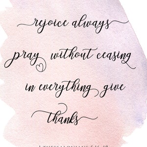 Scripture Wall Art, Rejoice Always, 1 Thessalonians 5:16-18, Bible ...