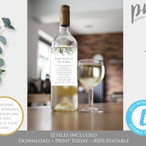 Milestones Wine Labels, Wine Poem Tags First Wine Labels Milestone Wedding A Year of Firsts, Engagement Gift, Wedding Gift, Wine Basket WSGM