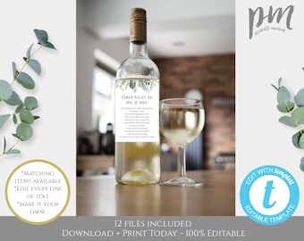 Milestones Wine Labels, Wine Poem Tags First Wine Labels Milestone Wedding A Year of Firsts, Engagement Gift, Wedding Gift, Wine Basket WSGM