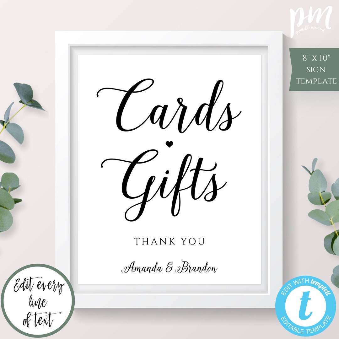 Cards & Gifts Wedding Sign, Gifts and Cards Sign, Printable Cards and ...