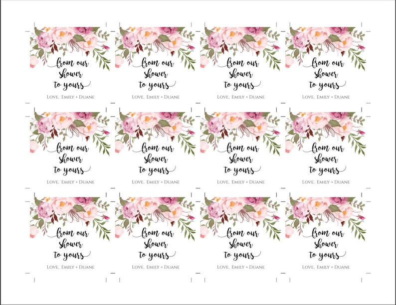 From Our Shower to Yours Sticker Label Template Floral Bridal | Etsy From Our Shower To Yours Stickers