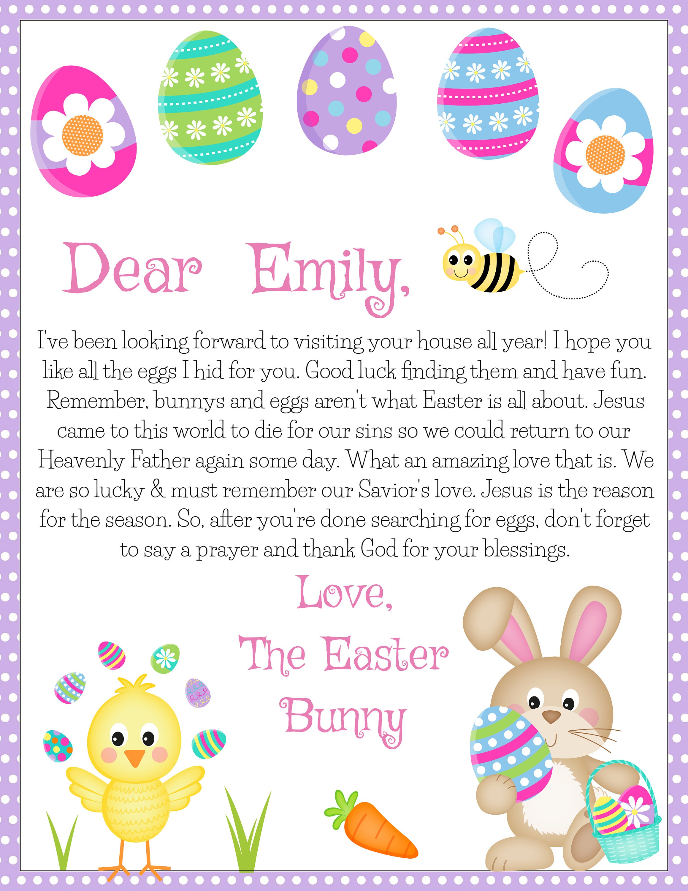 Letter From the Easter Bunny Template Editable Letter From | Etsy