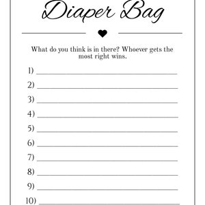 Guess What's in the Diaper Bag Game Template, Editable Template ...