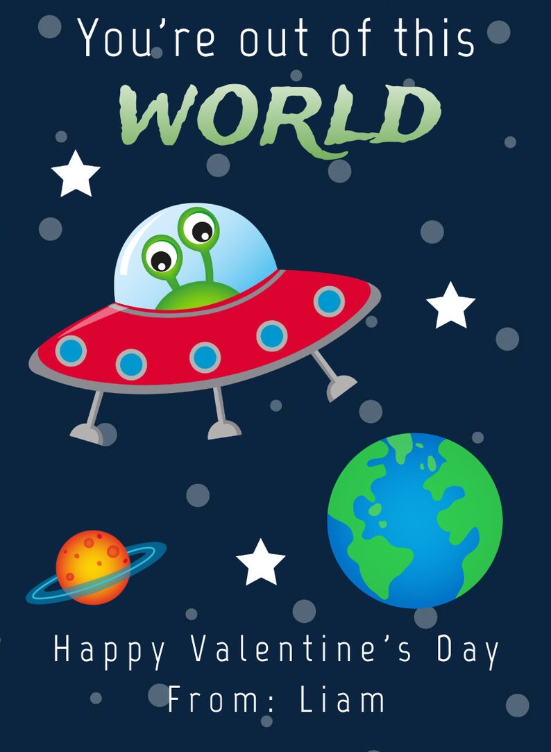 Space Valentine Card Template Outer Space Valentines Cards - Etsy