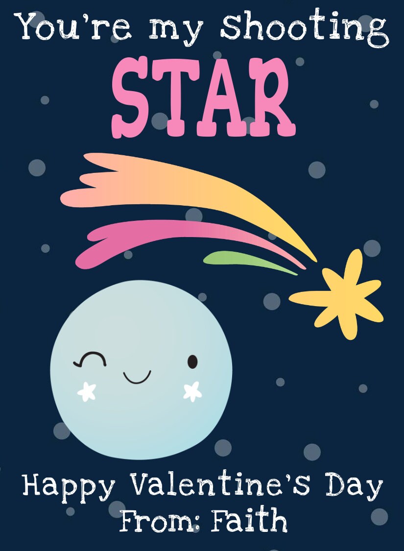 Planet Valentines Day Card Template Space Valentines Cards - Etsy Canada