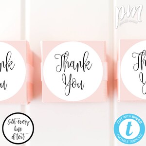 Thank You Sticker Label Template, Bridal Shower Favor Ideas, Circle Baby Shower Favor Tag, Wedding Favor Labels, Printable Labels, DIY WSS