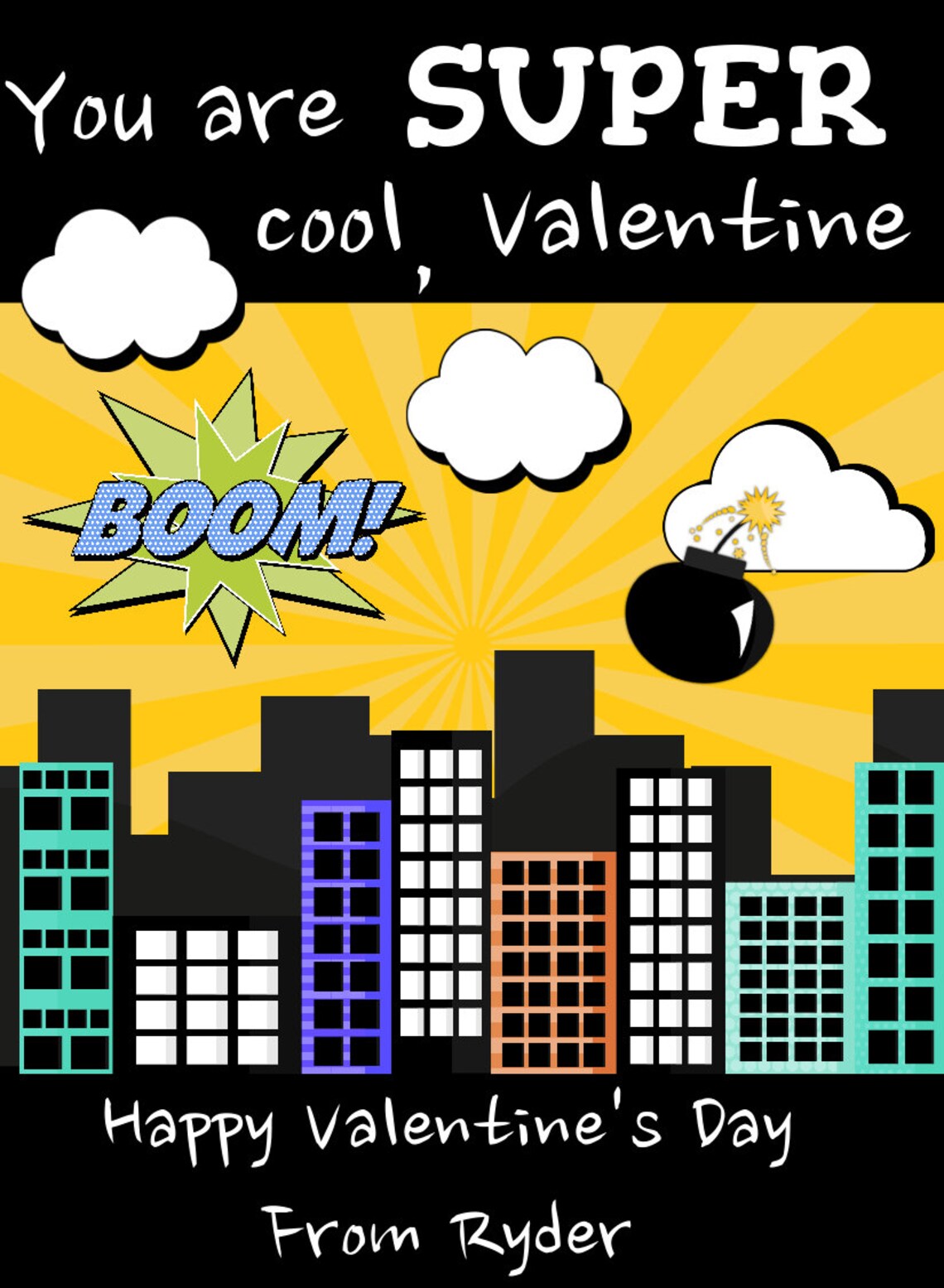 Super Hero Valentines Day Card Template Superhero Valentine - Etsy
