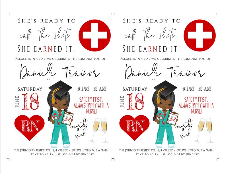 Nurse Graduation Party Invitation Template Nursing Graduation Etsy