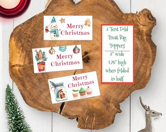 Editable Christmas Favor Tag Template, Merry Christmas Treat Topper, Xmas Cookie Bag Topper, Printable Goodie Bag Topper Classroom Christmas