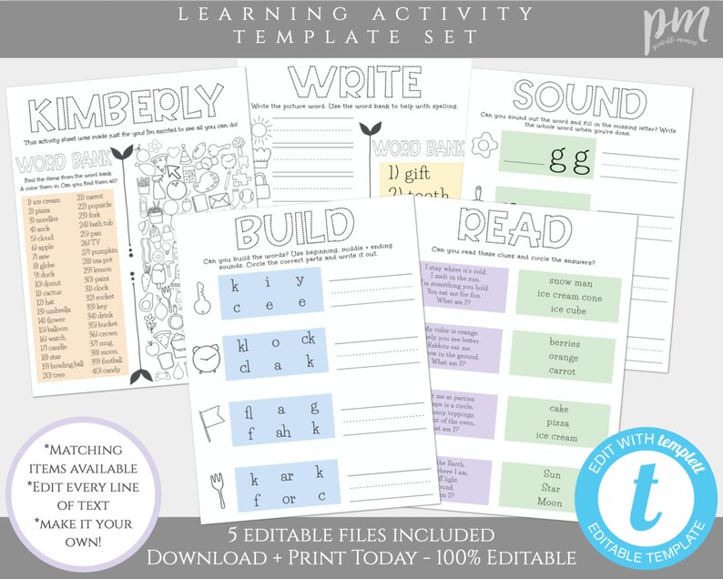 Homeschool Printable Template Set Coloring Sheets Kid's | Etsy