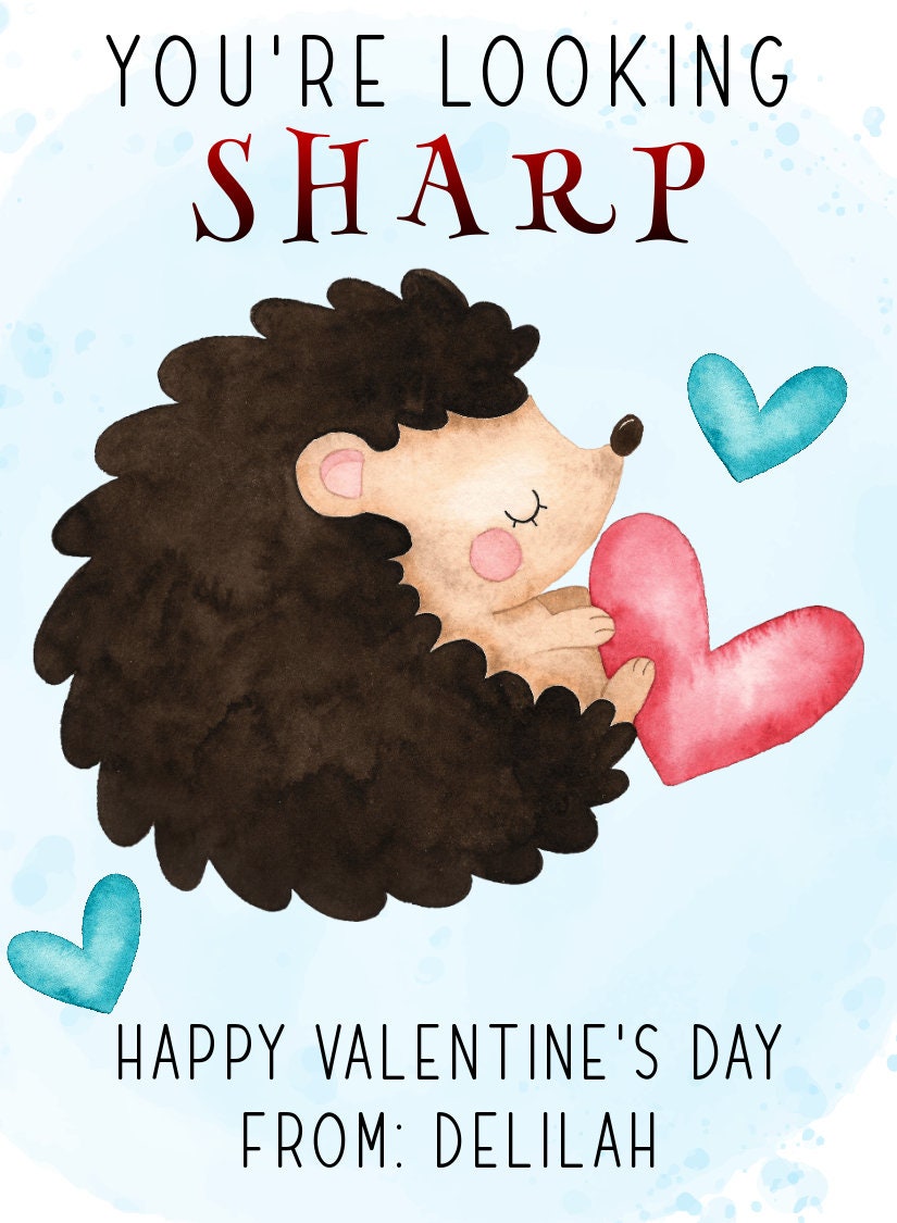 Sloth Valentine Card Template, Hedgehog Valentines Cards for Kids ...