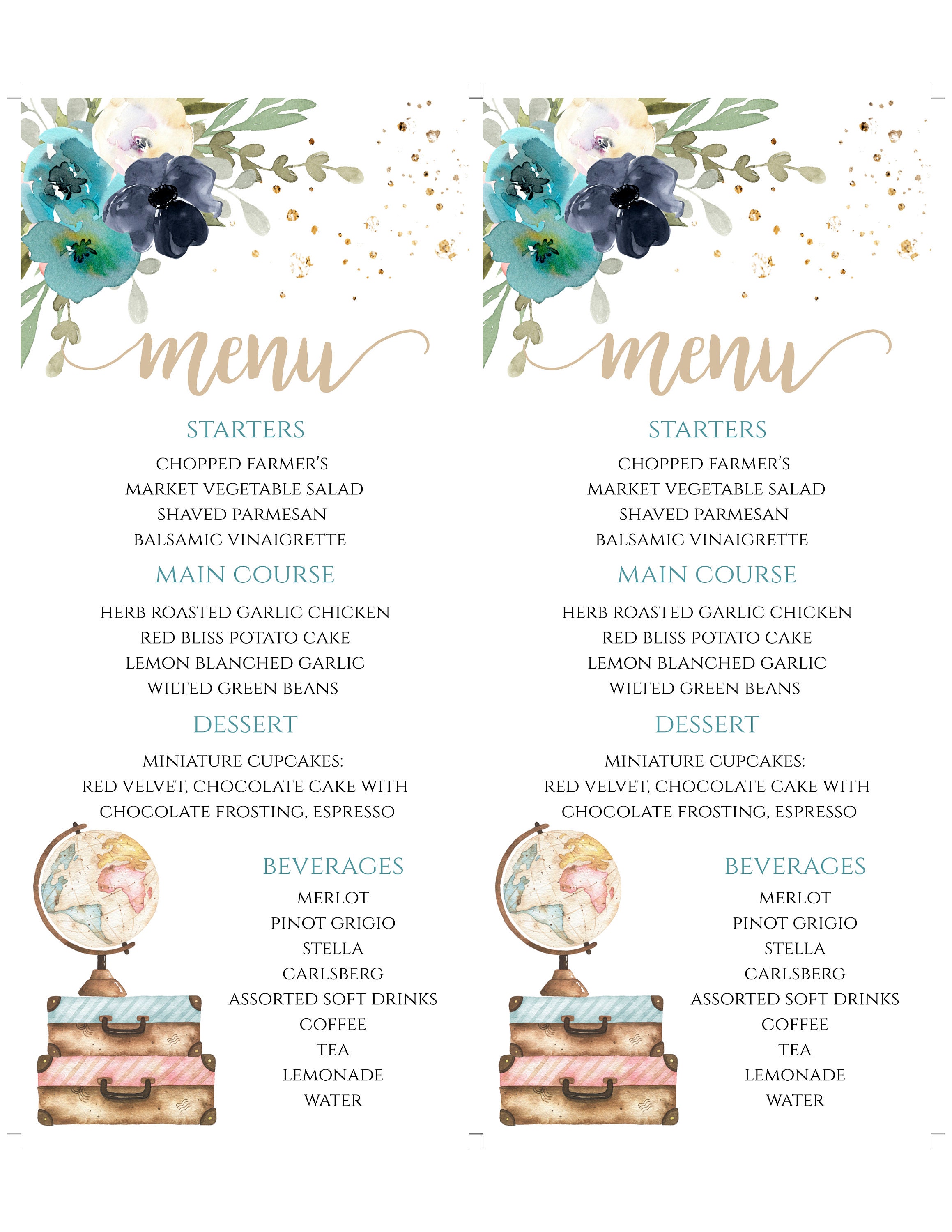 Blue Baby Shower Menu Template Printable Adventure Awaits - Etsy