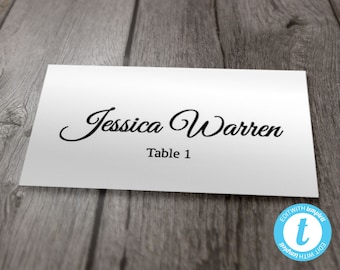 Wedding Place Card Template, Flat Style Place Cards, Printable Calligraphy Cards, Instant Download, Flat Style, Editable Template 8 Per Page