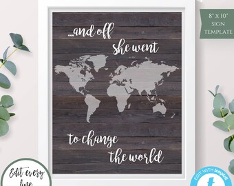Graduation Gift, Personalized Graduation, Change the World Graduation, Off She Went Graduate Gift, Graduation Gift For Her, Instant Download