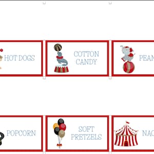 Circus Birthday Party Food Labels Template, Tent Fold Carnival Birthday ...
