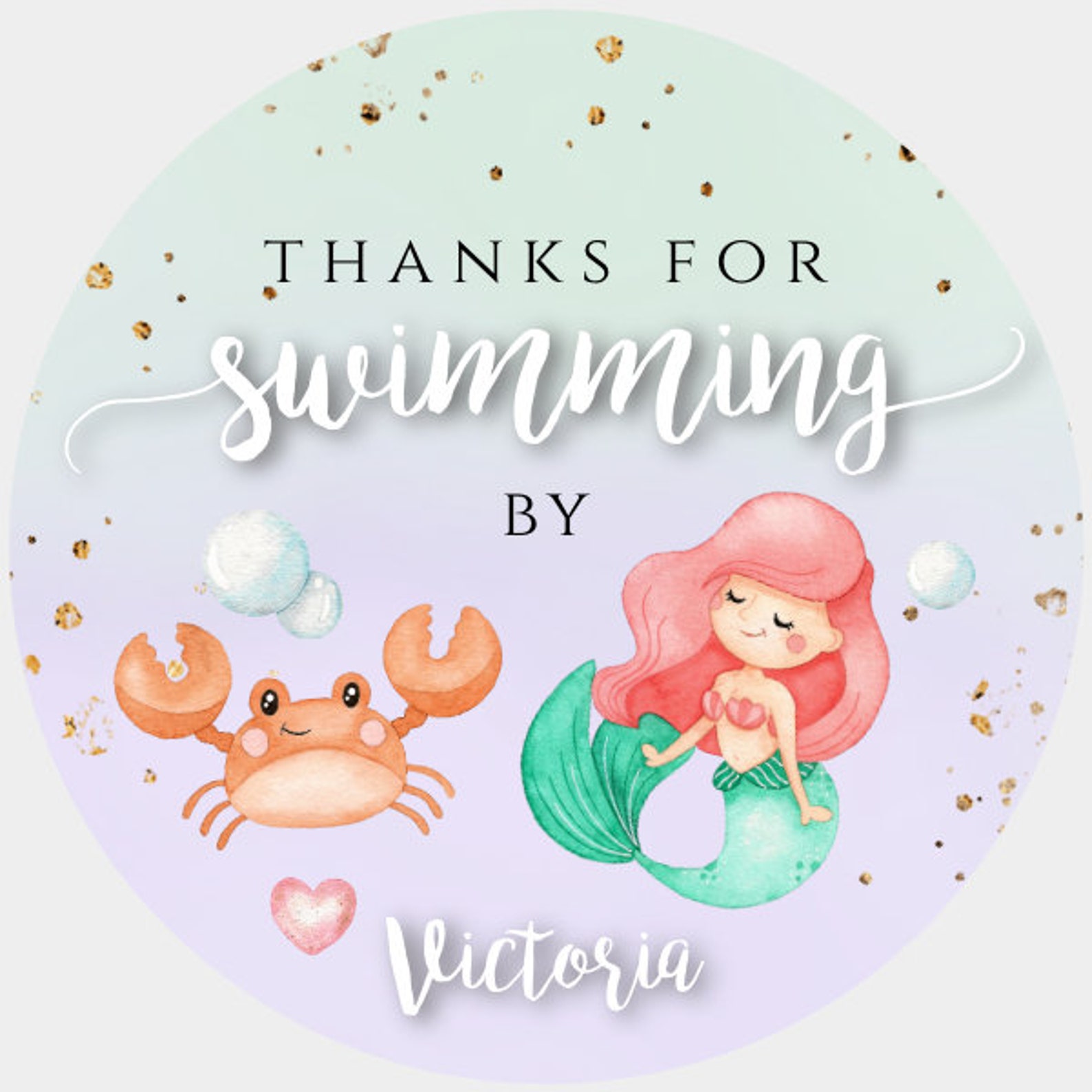 Mermaid Favor Tag Editable Template for Birthday Drive by - Etsy