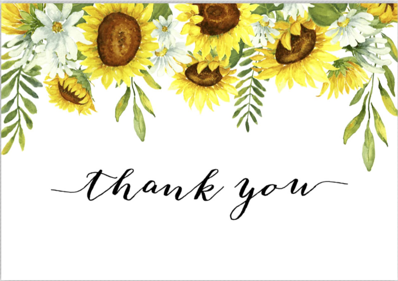 Sunflower Thank You Card Template for Funeral Folding Thank You Note ...