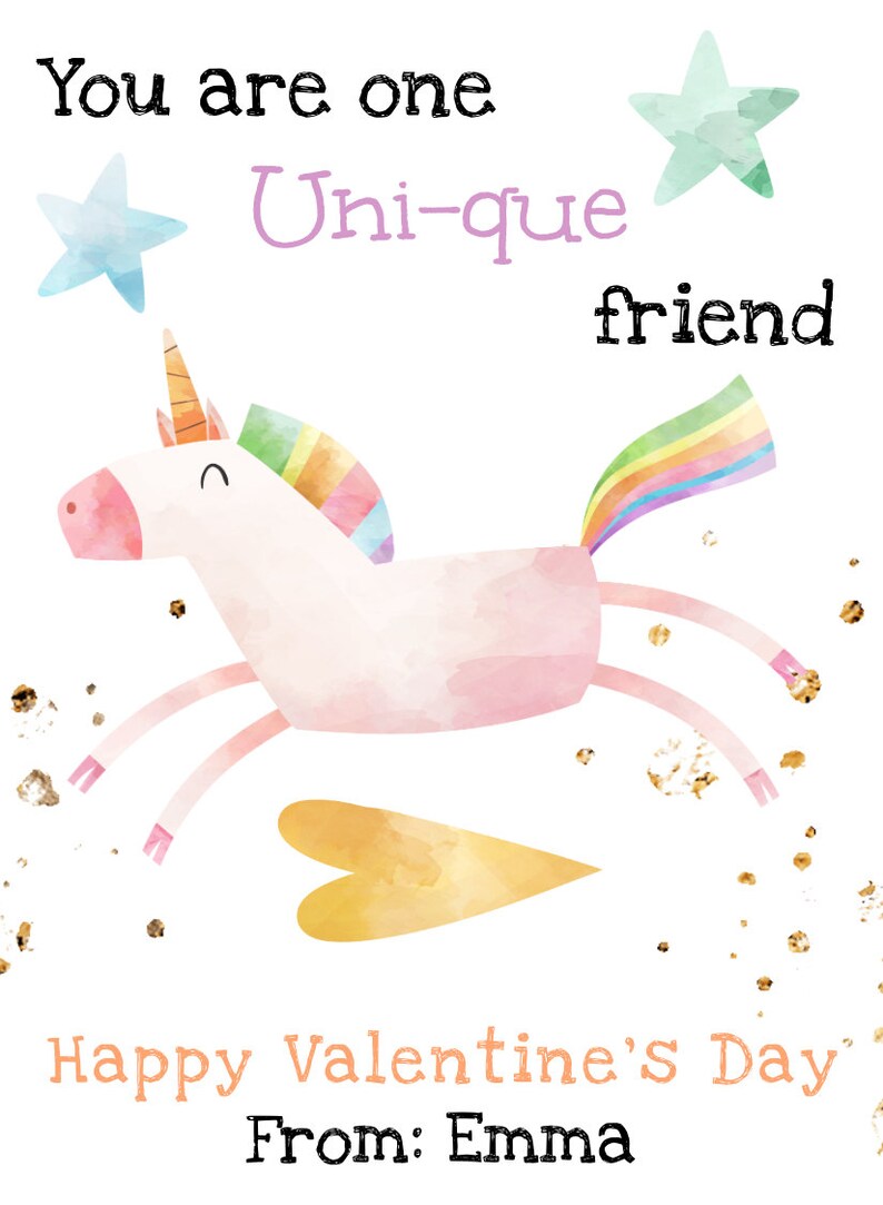 Unicorn Valentines Day Card Template Unicorn Valentines Cards - Etsy