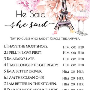 Paris Bridal Shower Game Template Pack, Printable Shower Game Bundle ...