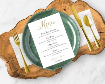 Editable Wedding Menu Template, Printable Gold Dinner Menu Card, Wedding Dinner Menu, Customizable Menu, Personalized Menu, 5x7 Menu Card