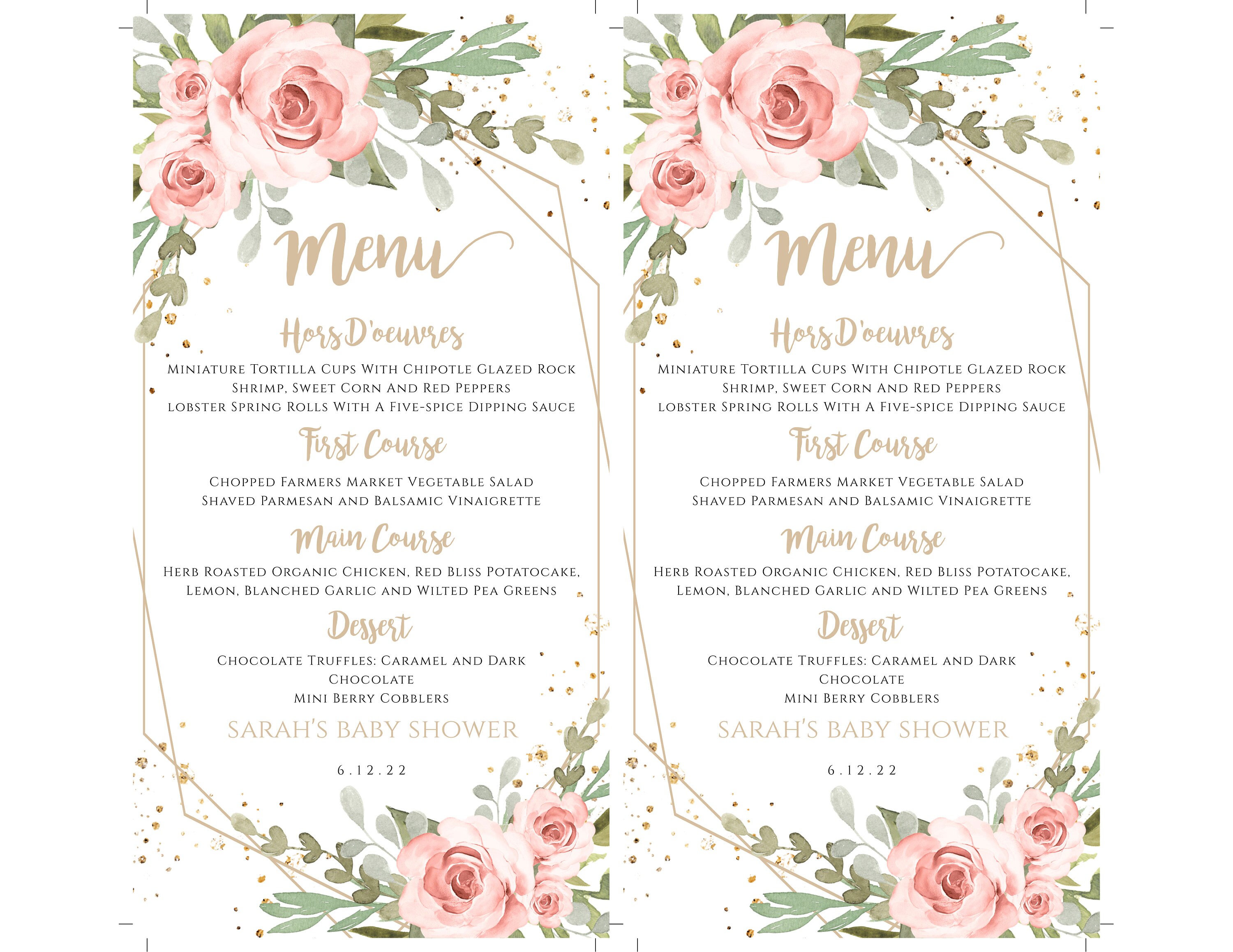 Image 5 for Baby Shower Menu Template