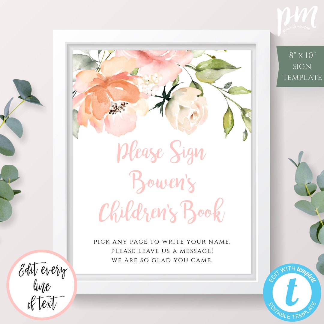 Shower Guestbook Sign, Please Sign Our Children's Book, Baby Guest Book ...