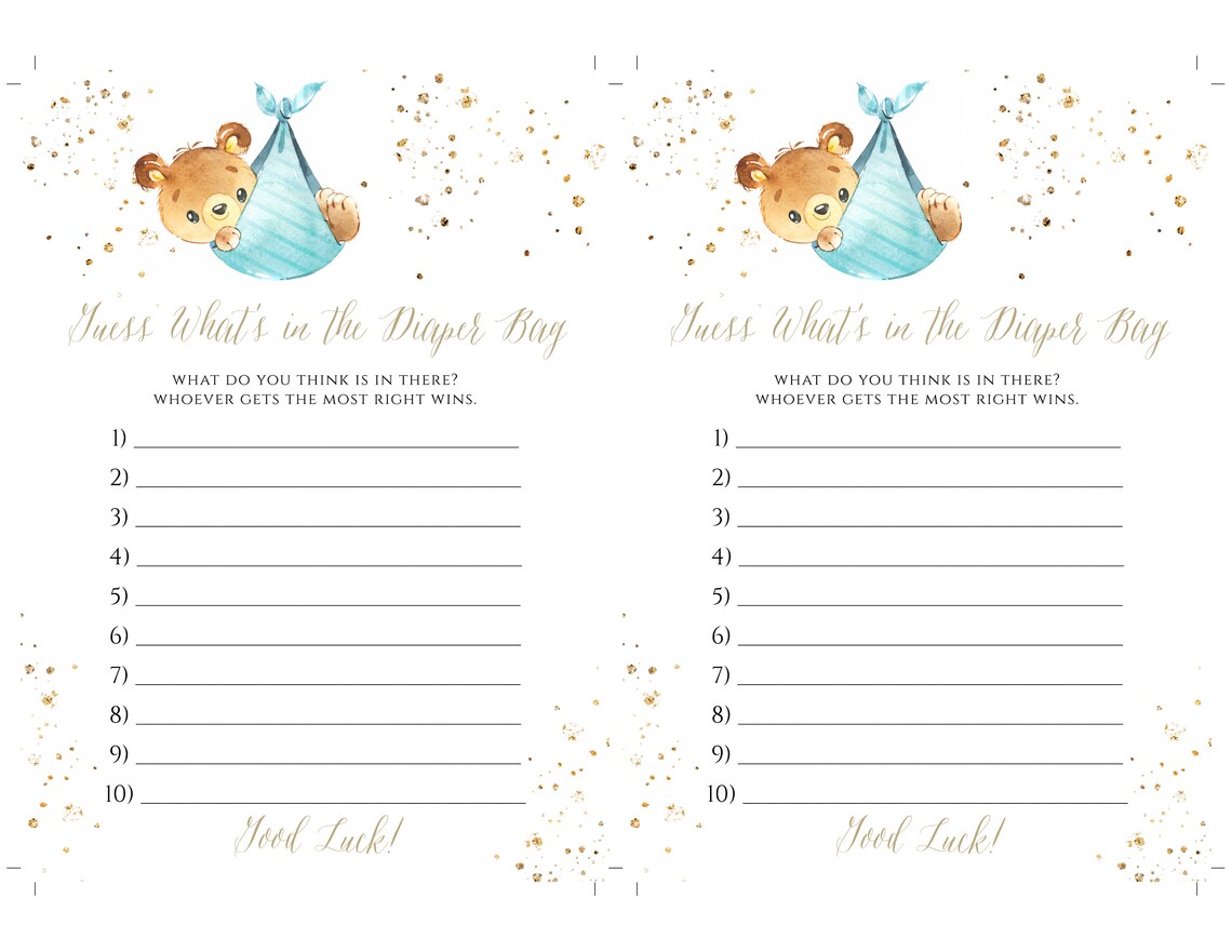 Guess What's in the Diaper Bag Game Template DIY Editable Etsy