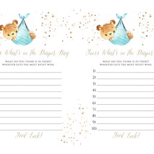 Guess What's in the Diaper Bag Game Template, DIY Editable Bear Baby ...