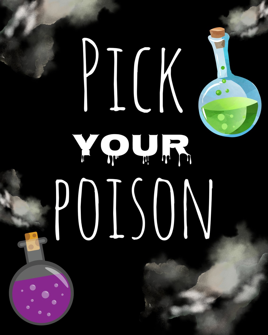 Pick Your Poison Sign Template Halloween Decor Halloween Etsy