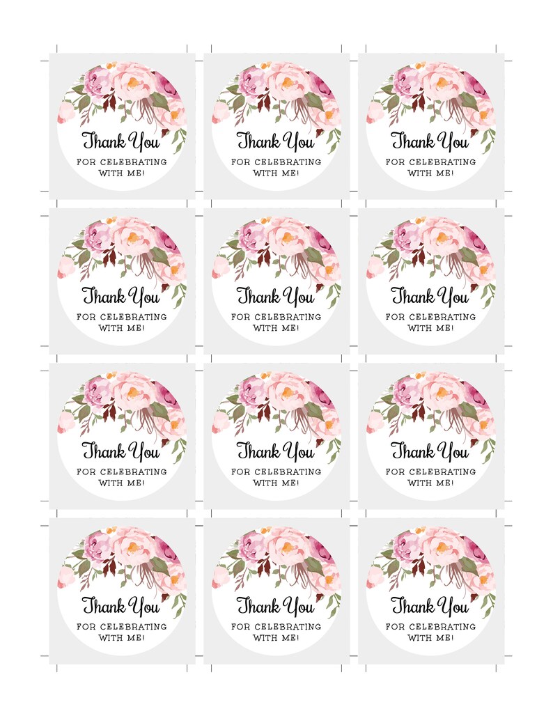 Floral Boho Bridal Shower Thank You Tag Template Wedding | Etsy