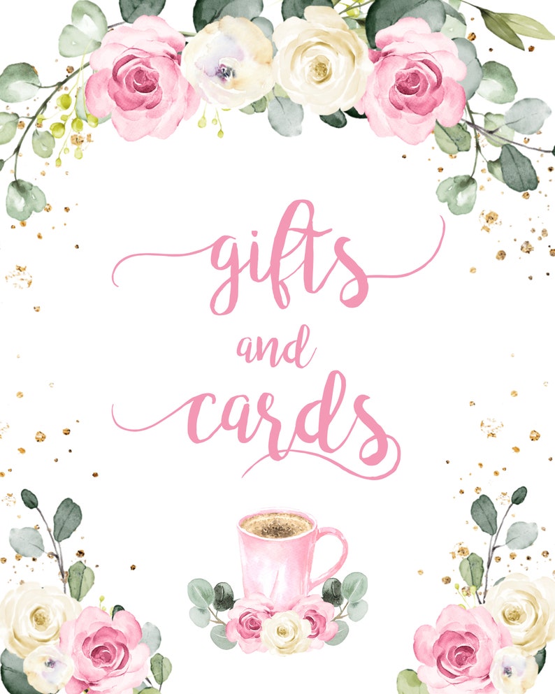 Pink Floral Gifts Cards Sign Template Printable A Baby is Etsy
