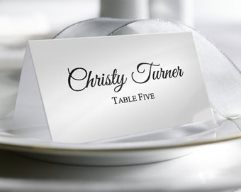 Wedding Place Card Template, Escort Cards, Calligraphy, Instant DOWNLOAD, Folding Tent Style Seating Cards, Seating Template