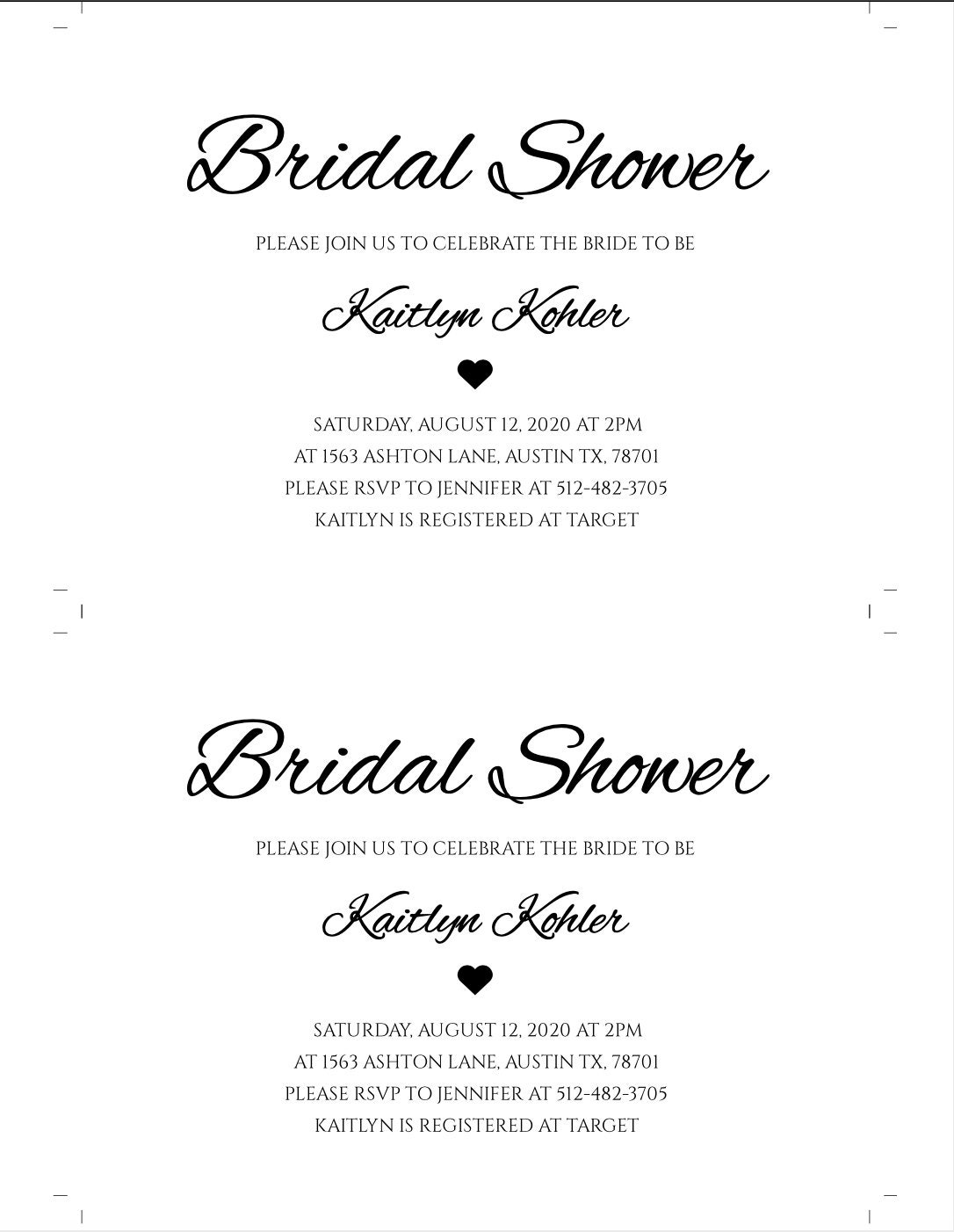 Bridal Shower Invitation Printable Bridal Shower Template | Etsy