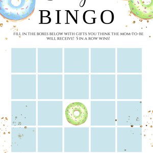 Donuts and Diapers Baby Bingo Game Template, Baby Shower Game, Bingo ...