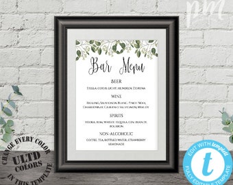 Digital Printable Wedding Bar Menu Sign His and Hers