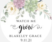 Succulent Thank You Sticker Label Template for Baby Shower, Editable Gender Neutral Personalized Favor Tag, Printable Favor Labels, BSS