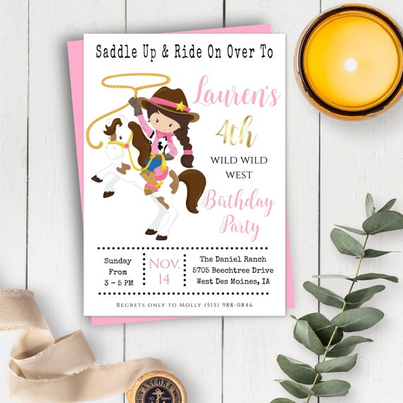 Cowgirl Birthday Invitation, Saddle Up Invitation Template, Western Party, Cowgirl Invitation, Cowgirl Printable, Editable Western Birthday