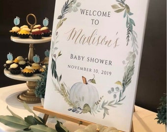 Boy Baby Shower Welcome Sign Template, Welcome Poster, Pumpkin Baby Shower Printable, Editable Watercolor Welcome Sign, Fall Shower, BPS